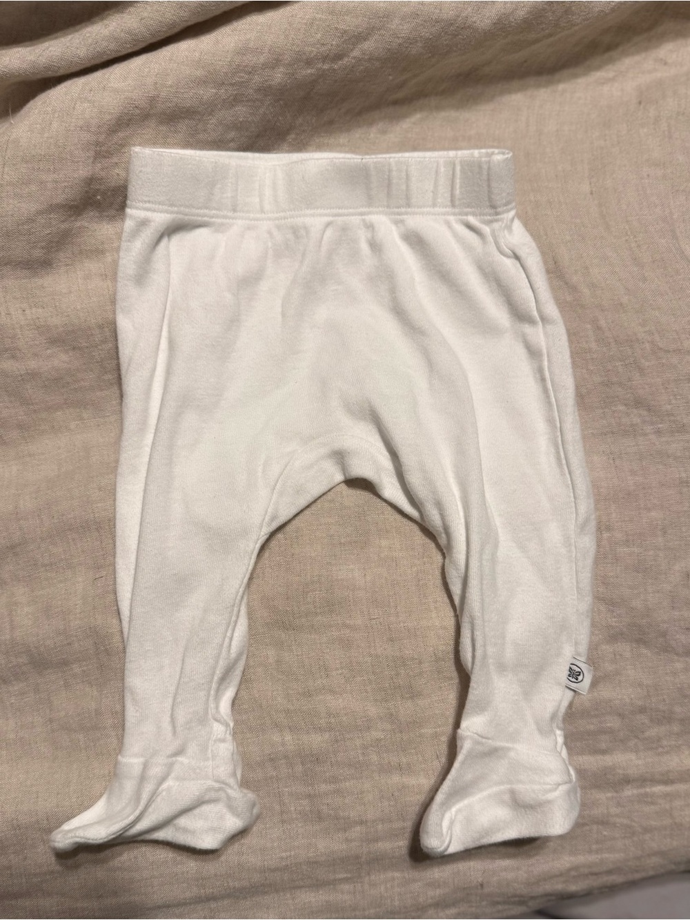 Organic Cotton White Footie Pants - Newborn